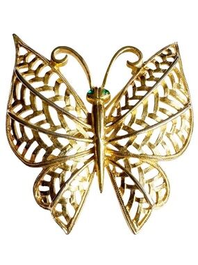 Gold Filagree Butterfly Brooch